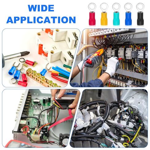 MECCANIXITY 150Pcs Insulated Ring Terminal RVS1.25-5 Battery Lugs 22-16AWG Electrical Crimp Terminals Eyelet Wire Connectors for Industrial, Electrical Wiring, Green in Saudi Arabia