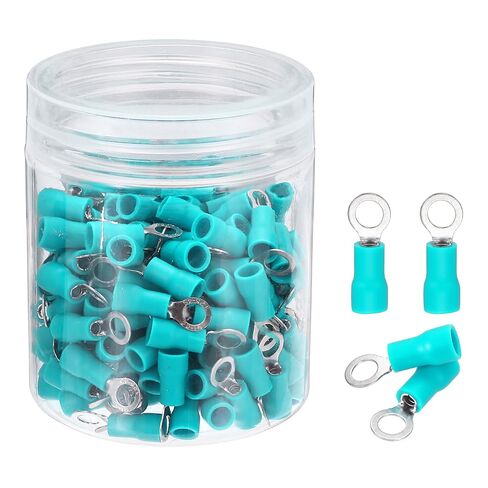 MECCANIXITY 150Pcs Insulated Ring Terminal RVS1.25-5 Battery Lugs 22-16AWG Electrical Crimp Terminals Eyelet Wire Connectors for Industrial, Electrical Wiring, Green in Saudi Arabia
