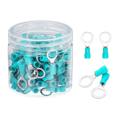 MECCANIXITY 150Pcs Insulated Ring Terminal RVS1.25-5 Battery Lugs 22-16AWG Electrical Crimp Terminals Eyelet Wire Connectors for Industrial, Electrical Wiring, Green in Saudi Arabia
