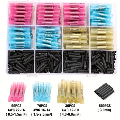 690PCS Solder Seal Wire Connectors, Heat Shrink Butt Connectors Kit - Easy-to-Use Waterproof Insulated Wire Splice Terminals for Automotive Marine Boat RV in Saudi Arabia