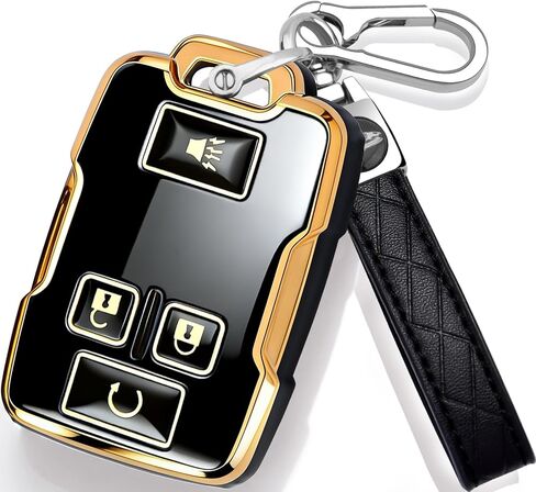 for Chevy key fob cover case with Keychain,Key Case Shell TPU Full Protection Compatible with GMC chevy Colorado Silverado Suburban Tahoe Yukon Canyon Sierra Remote Key (Black) in Saudi Arabia