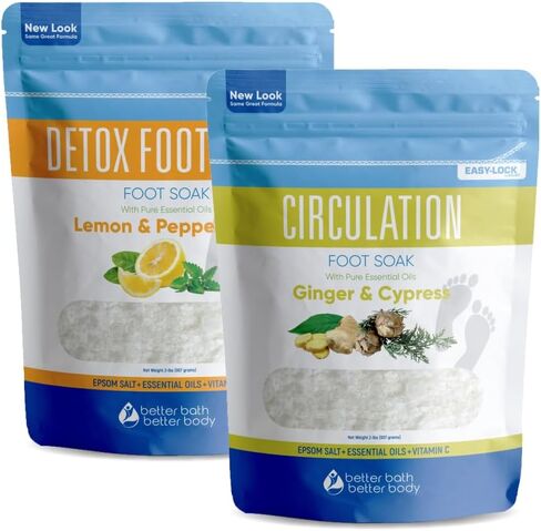 Foot Soak Salts Bundle 2-Pack with Scoop Foot Soaks (2-lbs Each 4-lbs Total) Foot Discomfort, Foot Odor, Soreness, Athlete’s Foot, Dry Feet, Calluses Made In USA With BPA-Free Easy Lock Pouch in Saudi Arabia