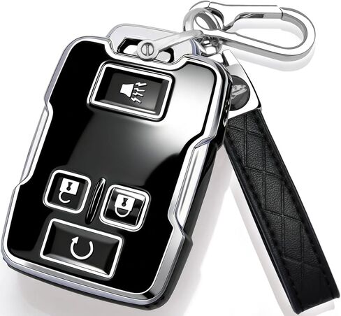 لغطاء غطاء مفتاح Chevy مع سلسلة مفاتيح، غطاء حماية كامل من مادة TPU متوافق مع مفتاح التحكم عن بعد GMC chevy Colorado Silverado Suburban Tahoe Yukon Canyon Sierra (أسود) in Kuwait