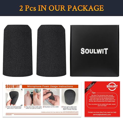 SOULWIT 2Pcs Microphones Pop Filter for Shure MV6, Protective Anti-Plosive Mic Cover Windscreen Foam - Black in Saudi Arabia