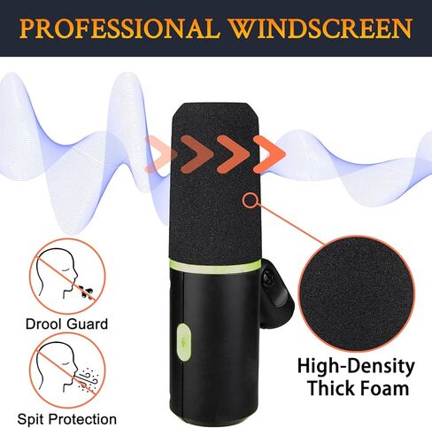 SOULWIT 2Pcs Microphones Pop Filter for Shure MV6, Protective Anti-Plosive Mic Cover Windscreen Foam - Black in Saudi Arabia