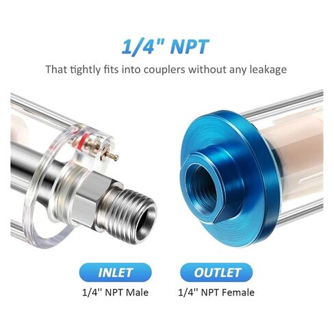 3 Piece Oil Water Separator Filter Gun Filter Moisture Separator for Air Line Compressor Fittings, 1/4" NPT Inlet in Saudi Arabia
