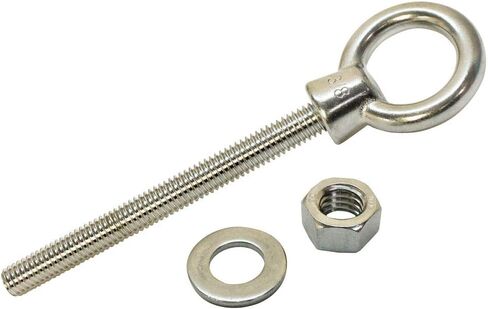 WLL 1,050 Pounds 3/8 Inch x 12 Inch Fully Threaded Marine Stainless Steel Turned Eye Bolt Nut Washer in Saudi Arabia