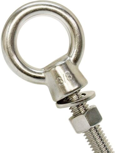 WLL 1,050 Pounds 3/8 Inch x 12 Inch Fully Threaded Marine Stainless Steel Turned Eye Bolt Nut Washer in Saudi Arabia