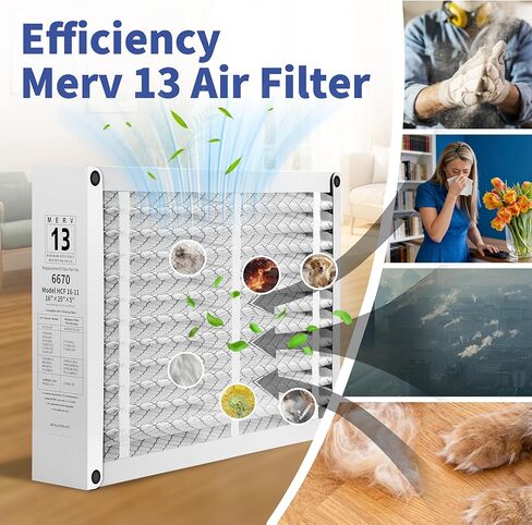 قطعتان من استبدال فلتر الفرن 16x25x5 متوافق مع Lennox X6670 HCF16، MERV 13، HVAC مطوي، تصميم قابل للطي سهل التركيب in Saudi Arabia