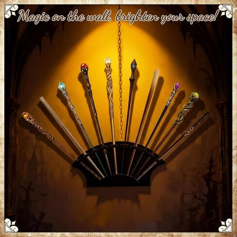 1 Pcs Wand Holders Wall Mount for 10 Wands, Wood Magic Wand Display Stand Holder, Black Wall Mounted Bracket Decor for Collectors and Enthusiasts, Living Room, Bedroom and Office in Saudi Arabia