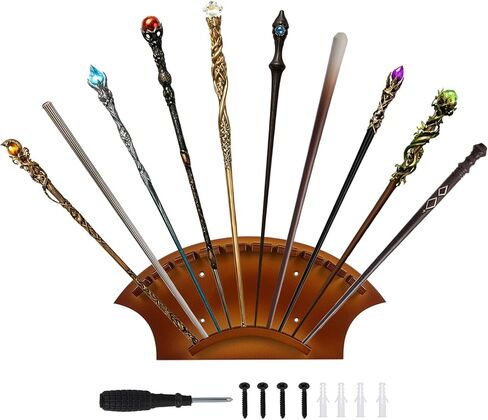 1 Pcs Wand Holders Wall Mount for 10 Wands, Wood Magic Wand Display Stand Holder, Black Wall Mounted Bracket Decor for Collectors and Enthusiasts, Living Room, Bedroom and Office in Saudi Arabia