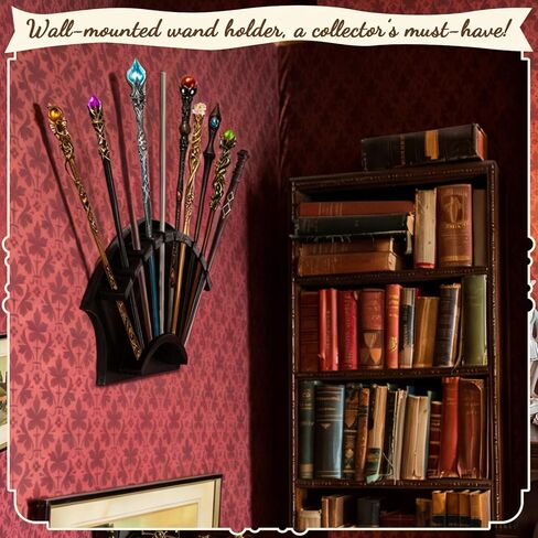 1 Pcs Wand Holders Wall Mount for 10 Wands, Wood Magic Wand Display Stand Holder, Black Wall Mounted Bracket Decor for Collectors and Enthusiasts, Living Room, Bedroom and Office in Saudi Arabia