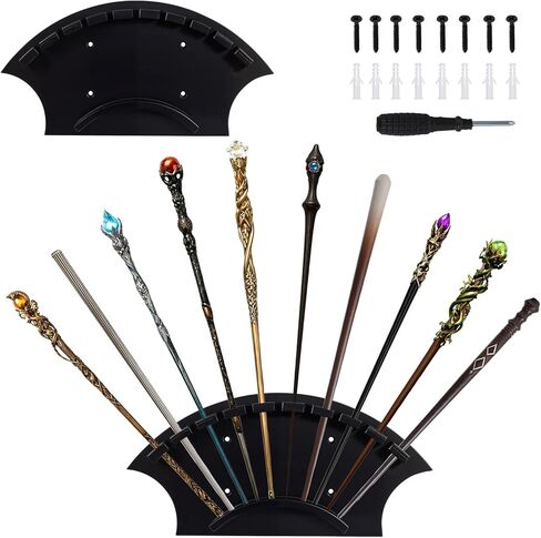 1 Pcs Wand Holders Wall Mount for 10 Wands, Wood Magic Wand Display Stand Holder, Black Wall Mounted Bracket Decor for Collectors and Enthusiasts, Living Room, Bedroom and Office in Saudi Arabia