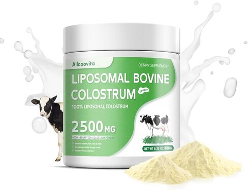 Liposomal Bovine Colostrum Powder - Pure Bovine Colostrum for Humans - Grass Fed Colostrum Supplement for Gut Support, Immune Health and Hair Growth,72 Servings per Bottle.180g/6.35 oz in Saudi Arabia