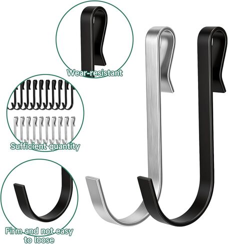20 Pcs Hooks for Wire Shelving J Shaped Wire Shelf Hooks Metal Shelf Hook Grid Wall Hook Accessories for Hanging Sink Hanger Kitchen Bedroom Office Wires Rack (Silver, Black) in Saudi Arabia