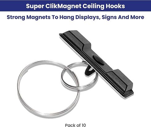 خطافات السقف Super ClikMagnet - مغناطيسات قوية لتعليق شاشات العرض واللافتات والمزيد - مغناطيسات بوزن 10 أرطال. سحب - عبوة من 10 قطع، أسود in Kuwait