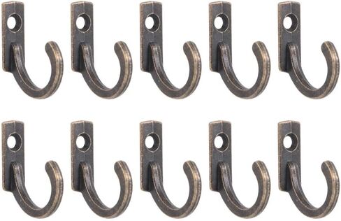 10 Pcs Hat Bag Clothes Towel Organizer Shelf Storage Coat Hanger Wall Door Metal Antique Hooks Single Prong Hook(Bronze) in Saudi Arabia
