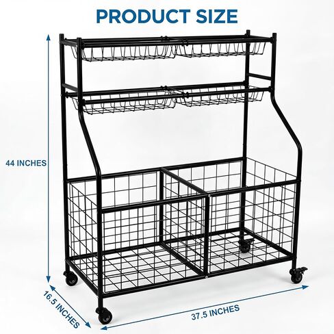 Garvee Ball Storage Cart, Sports Equipment Garage Organizer with Wheels for Sports Gear and Toys, Rolling Indoor/Outdoor Storage Cart in Saudi Arabia