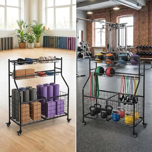 Garvee Ball Storage Cart, Sports Equipment Garage Organizer with Wheels for Sports Gear and Toys, Rolling Indoor/Outdoor Storage Cart in Saudi Arabia