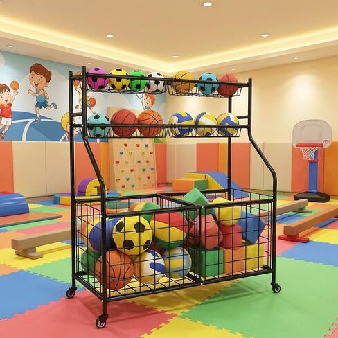Garvee Ball Storage Cart, Sports Equipment Garage Organizer with Wheels for Sports Gear and Toys, Rolling Indoor/Outdoor Storage Cart in Saudi Arabia