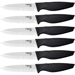 Steak Knives set of 6, Nano ID Ceramic Stake Knife Sharp Ceramic Knife Perfect Festival Present (black) in Saudi Arabia