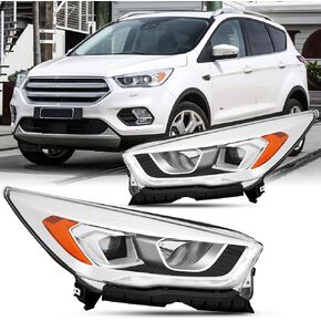 2PCS Headlights Assembly With Bulbs For 2017 2018 2019 Ford Escape(Kuga) S SE SEL Titanium Halogen With LED Daytime running light Replacement Headlamps Chrome Housing Amber Corner FO2502351 FO2503351 in Kuwait