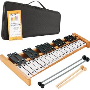 27-Note Glockenspiel Xylophone Percussion Instrument Set – Tuned Aluminum Bars with Wooden Frame, Adult & Student Practice Bell Kit with 3 Head Types of Mallets and Carrying Case in Saudi Arabia