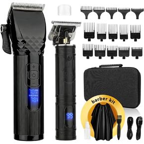 Soonsell Hair Clippers for Men T-Blade Trimmer Set,Man Professional Cordless Barber Clippers Set ，Blade Close Cutting Beard Trimmer ，LCD Display(Gold) in Saudi Arabia