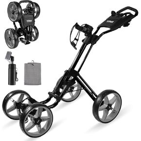 Tivor Lightweight Golf Push cart 4 Wheel Foldable Golf Trolley for Adults and Junior with Ergonomic Adjustable Handle, Scorecard Holder, Umbrella Mount, Foot Brake, All-Terrain Wheels in Saudi Arabia