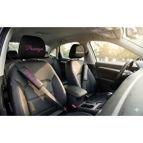 Yupbizauto Custom Car Headrest Cover and Shoulder Pads Set, Black, Personalized Embroidery Text Logo Option, Automotive Interior Accessories Made in USA in Saudi Arabia