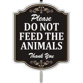 Please Do Not Feed The Animals Thank You Sign 12" x 10" With 35" Long Metal Stake With Stand Aluminum Outdoor Use Yard Business in Kuwait