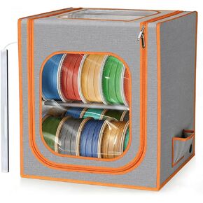 3D Printer Filament Storage Box- 2 Tiers Metal Filament Storage Rack with Trans Cover,with LED Strip Lights Holds Up to 24 Rolls of Filaments for Home,Studio,Waterproof & Fire-Resistant Filament Tent in Saudi Arabia