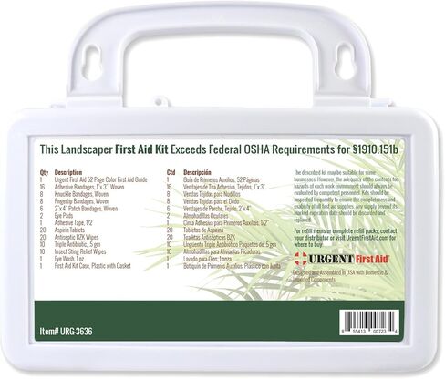 Landscaper & Tree Trimming First Aid Kit, OSHA Compliant, 10 Unit, 103 Piece, Plastic Case with Gasket to Keep Out Moisture and dust - be OSHA Compliant: Special Extra First aid Item Content, Too in Saudi Arabia