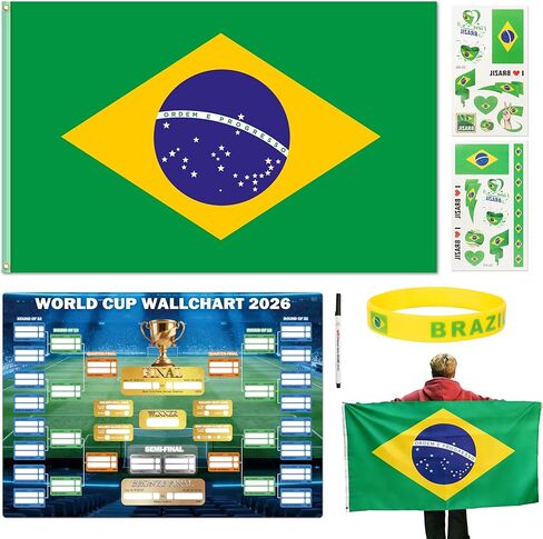 مجموعة مشجعي كرة القدم لكأس العالم 2026 مكونة من 6 قطع، سلع كأس العالم لملحقات المشجعين، العلم، ملصقات الوشم المؤقتة، ملصق السوار والجدول الزمني، مجموعة بسيطة لمشجعي كرة القدم لمشاهدة المباريات (الولايات المتحدة) in Kuwait