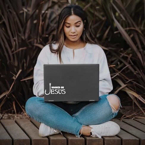 Hooked On Jesus Sticker Decal Notebook Car Laptop 5.5"x3" (White) in Saudi Arabia
