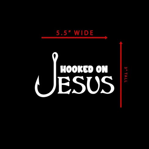 Hooked On Jesus Sticker Decal Notebook Car Laptop 5.5"x3" (White) in Saudi Arabia