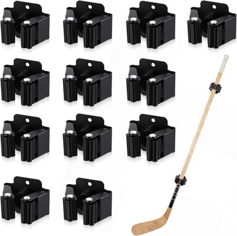 Lewtemi Wall Mount Hockey Stick Holder, Stainless Steel Ice Hockey Stick Organizer Rack with Mounting Hardware Installed at Any Angle Sports Gear Hooks for Sticks Storage and Display in Saudi Arabia