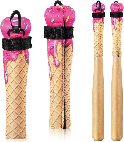 2 Pack Baseball & Softball Ice Cream Drip Bat Cover Wooden Baseball Bat Sleeve Softball Handle Protector for Hanging on Fence Warmer & Cover with Hook for Travel Storage in Saudi Arabia