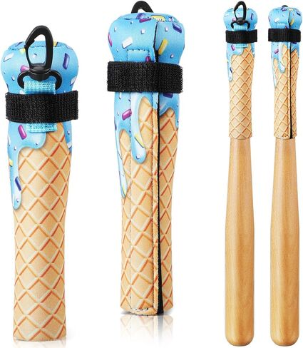 2 Pack Baseball & Softball Ice Cream Drip Bat Cover Wooden Baseball Bat Sleeve Softball Handle Protector for Hanging on Fence Warmer & Cover with Hook for Travel Storage in Saudi Arabia