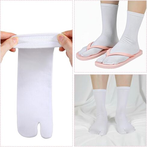 4 Pairs White Tabi Socks, Tabi Socks Men & Women, Cotton Big Toe Sock for Flip Flops, Breathable Elastic Japanese Tabi Sock (White) in Saudi Arabia