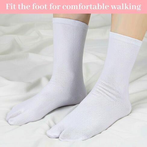 4 Pairs White Tabi Socks, Tabi Socks Men & Women, Cotton Big Toe Sock for Flip Flops, Breathable Elastic Japanese Tabi Sock (White) in Saudi Arabia