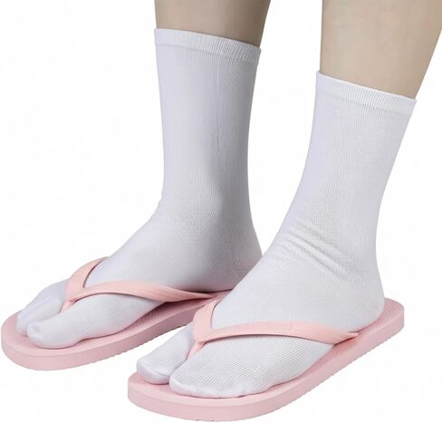 4 Pairs White Tabi Socks, Tabi Socks Men & Women, Cotton Big Toe Sock for Flip Flops, Breathable Elastic Japanese Tabi Sock (White) in Saudi Arabia