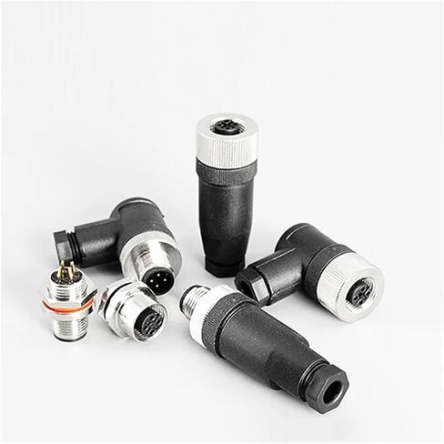 M12 4/5/8/12Pin Flange Seat Aviation Plug Sensor Connector - Waterproof Male & Female Screw Threaded Coupling(M12-female 5pin,5 PCS) in Saudi Arabia