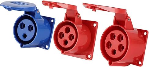 5/10 PCS Industrial Plug 3P/4P/5P Electrical Connector 16A/32A/63A/125A IP44/IP67 Wall Mounted Socket Panle(32A Wall Mounted,5 PCS-3P) in Saudi Arabia