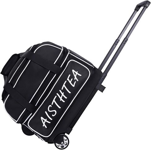 2 Ball Bowling Bag with Wheels, Bowling Bags 2 Ball Roller - 1680D Reinforced Oxford, Bowling Ball Bag with Cleaning Pad & Separate Shoe Compartment in Saudi Arabia