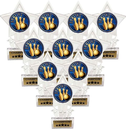 Express Medals 10 Pack Acrylic Bowling Trophies Champion Awards Gift Prizes Trophy 10 PK EG14 in Saudi Arabia