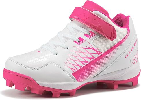 GINNI Little Kids Baseball Softball Cleats for Boys Girls, Lightweight Outdoor Turf Groud Athletic Shoes, Black Ankle-Top Comfortable Sports Training Cheat Sneakers for Boy/Girl/Kid, Size 3L in Saudi Arabia