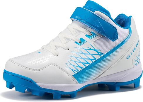 GINNI Little Kids Baseball Softball Cleats for Boys Girls, Lightweight Outdoor Turf Groud Athletic Shoes, Black Ankle-Top Comfortable Sports Training Cheat Sneakers for Boy/Girl/Kid, Size 3L in Saudi Arabia