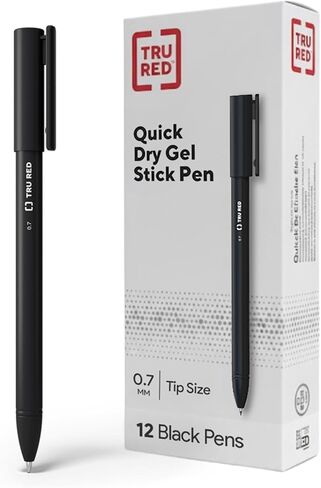 Staples TRU RED Quick Dry Gel Pens, Medium Point, 0.7mm, Black, Dozen (TR54480) in Saudi Arabia