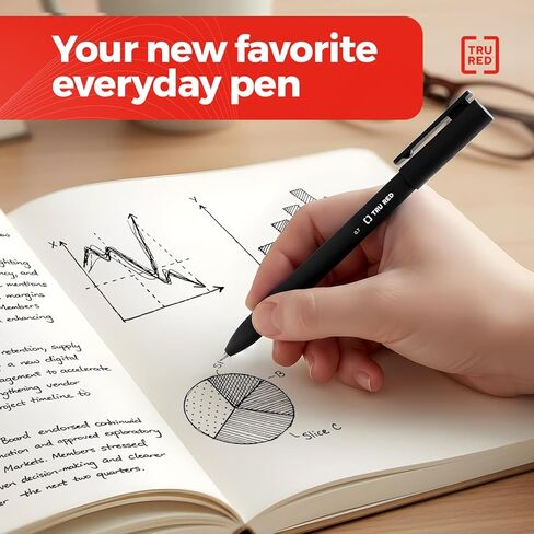 Staples TRU RED Quick Dry Gel Pens, Medium Point, 0.7mm, Black, Dozen (TR54480) in Saudi Arabia